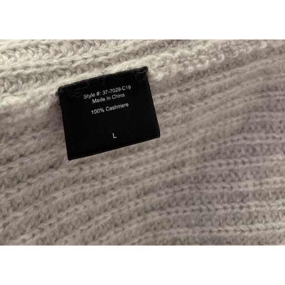 EUC Large JENNI KAYNE Cashmere Fisherman Ribbed Knit Light Gray Sweater - Picture 4 of 10